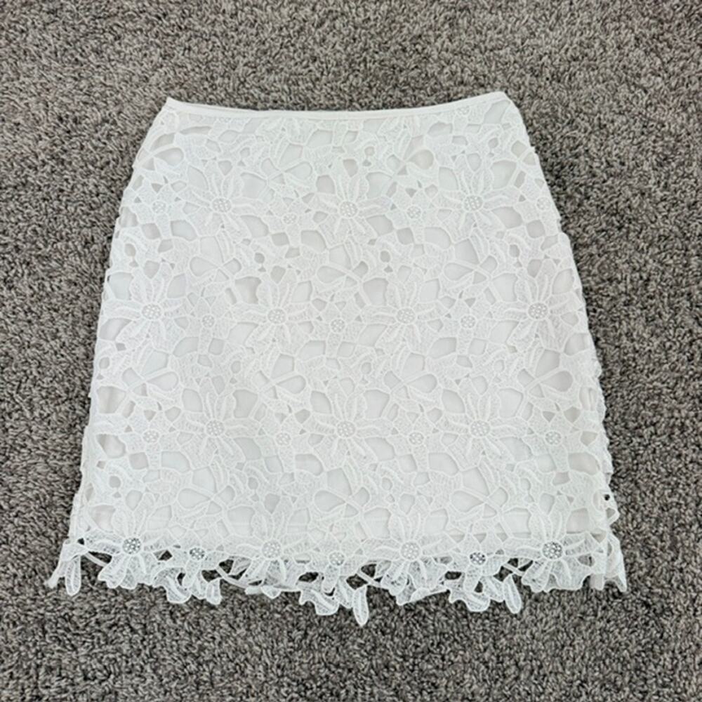 Urban‎ Outfitters Kimchi Blue Cream Ivory Lace Mini Skirt Lined Side Zip Women 4